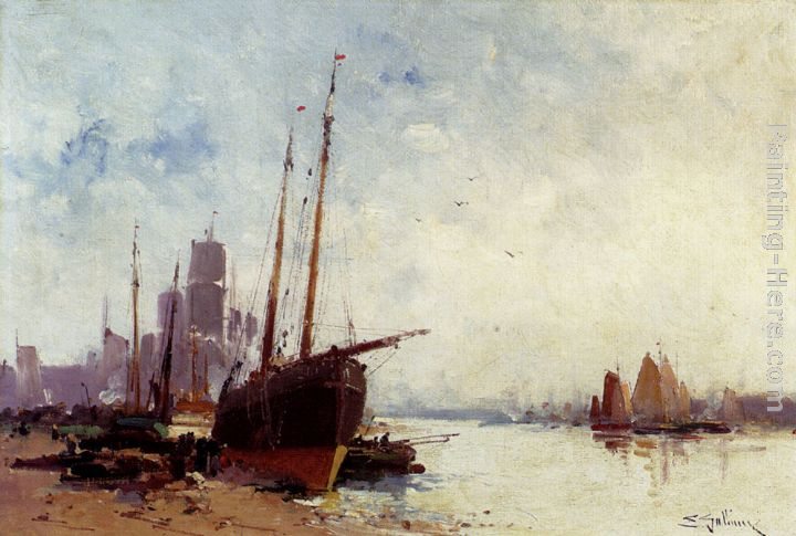 Eugene Galien-Laloue Shipping In The Docks